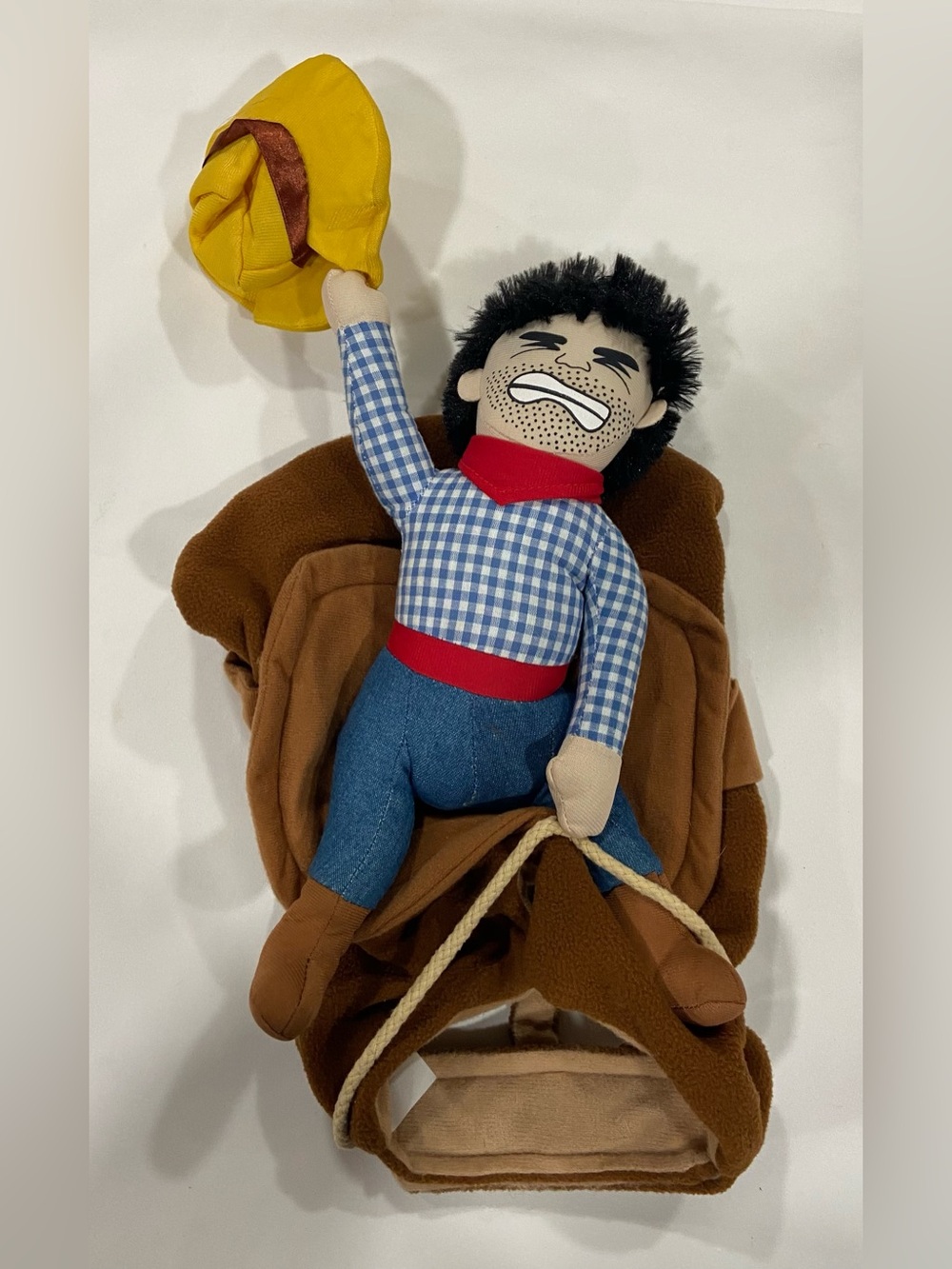 Cowboy Plush Rider Dog Costume w/ Lasso, Hat & Saddle - Size Medium